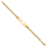14k Polished Semi-Solid Chain/Solid Plate Cuban Link Soft Diamond Shape 34x10mm Plate 8 inch ID Bracelet